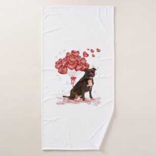Funny Pitbull Heart Valentines Day Dog Dad Mum Gif Bath Towel