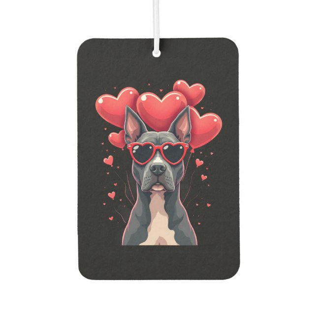 Funny Pitbull Heart Valentines Day Dog Dad Mum Gif Car Air Freshener (Front)