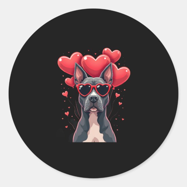 Funny Pitbull Heart Valentines Day Dog Dad Mum Gif Classic Round Sticker (Front)