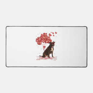 Funny Pitbull Heart Valentines Day Dog Dad Mum Gif Desk Mat