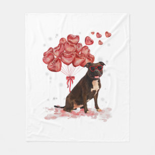 Funny Pitbull Heart Valentines Day Dog Dad Mum Gif Fleece Blanket