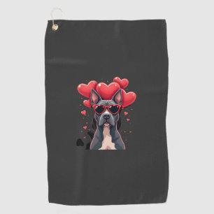 Funny Pitbull Heart Valentines Day Dog Dad Mum Gif Golf Towel
