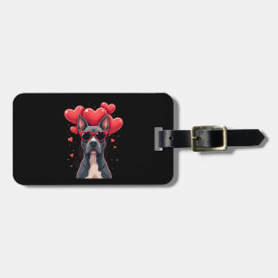 Funny Pitbull Heart Valentines Day Dog Dad Mum Gif Luggage Tag