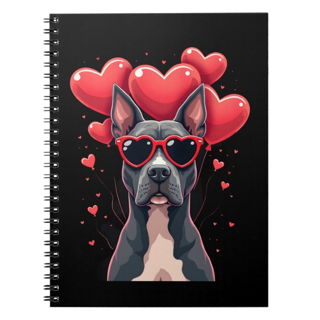 Funny Pitbull Heart Valentines Day Dog Dad Mum Gif Notebook (Front)