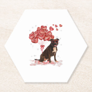 Funny Pitbull Heart Valentines Day Dog Dad Mum Gif Paper Coaster