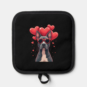 Funny Pitbull Heart Valentines Day Dog Dad Mum Gif Pot Holder