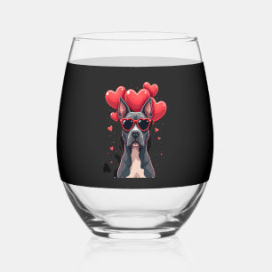 Funny Pitbull Heart Valentines Day Dog Dad Mum Gif Stemless Wine Glass