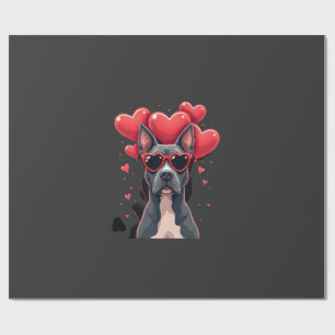 Funny Pitbull Heart Valentines Day Dog Dad Mum Gif Wrapping Paper