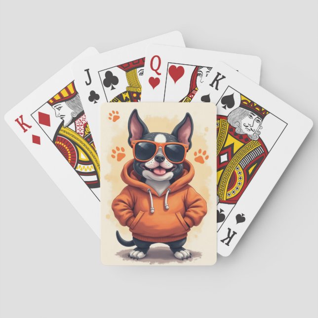 Funny Pitbull Kawaii Dog Playing Cards (Back)