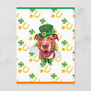 Funny Pitbull Shamrock St. Patricks Day Holiday Postcard