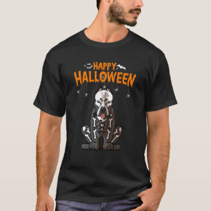 Funny Pitbull Skeleton Costume Dog Halloween T-Shirt