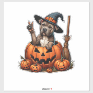 Funny Pitbull Witch Pumpkin Dog Halloween Mens Wom