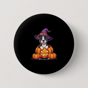 Funny Pitbull Witch Pumpkin Dog Halloween Mens Wom 6 Cm Round Badge