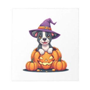 Funny Pitbull Witch Pumpkin Dog Halloween Mens Wom Notepad