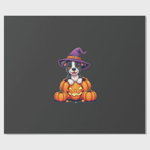Funny Pitbull Witch Pumpkin Dog Halloween Mens Wom Wrapping Paper