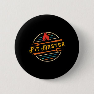 Funny Pitmaster Graphic Bbq Grill Fork Retro Pit M 6 Cm Round Badge