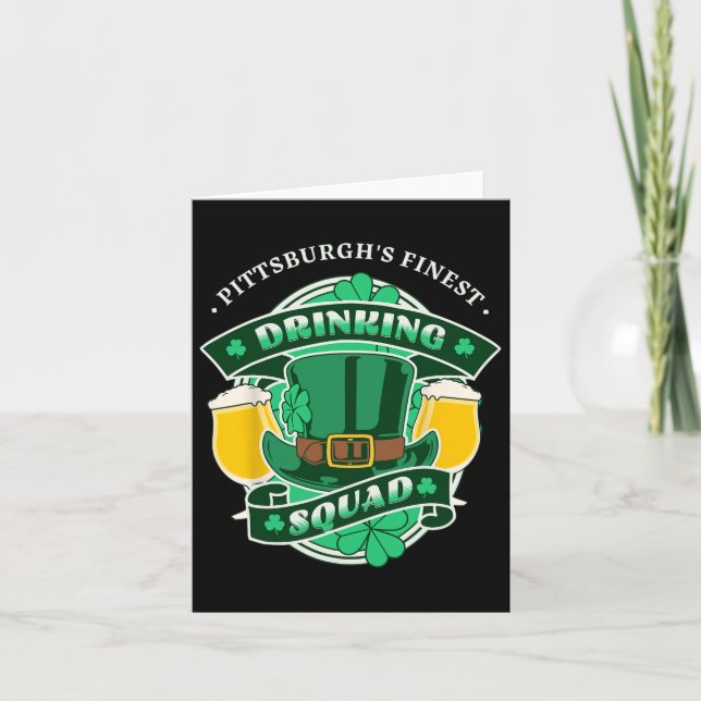 Funny Pittsburgh Drinking Squad Matching St Patric Card (Front)