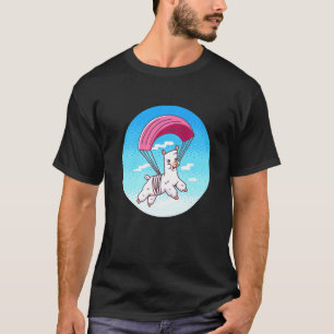 Funny Pixel Alpaca Skydiving T-Shirt