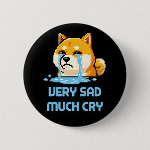 Funny pixel art Shiba Inu dog meme 6 Cm Round Badge
