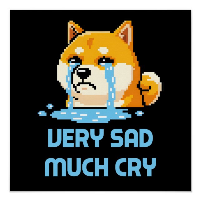Funny pixel art Shiba Inu dog meme Poster (Front)
