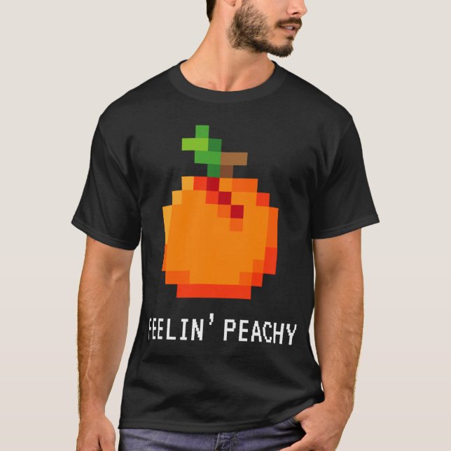 Funny Pixel Peach - Retro 8 - Bit Arcade Gamer Fee T-Shirt (Front)
