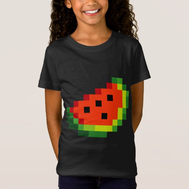 Funny Pixel Watermelon - Retro 8 - Bit Arcade Game T-Shirt (Front)