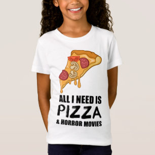 Funny Pizza And Horror Movies Gift Men Women Cool T-Shirt