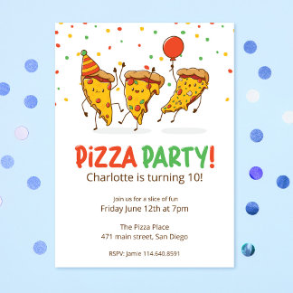 Funny Pizza Birthday Party Invitation