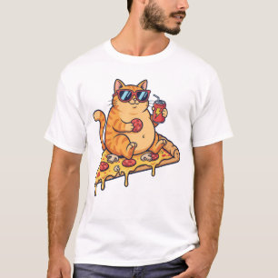 Funny Pizza Cat , Just a Cat Who Loves Pizza T-Shirt