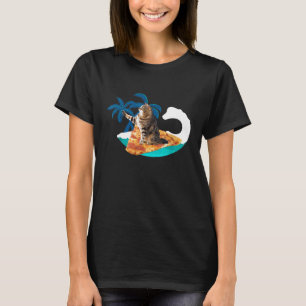 Funny Pizza Cat Surfing  Fun Surfs Up Kitty Tee