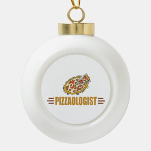 Funny Pizza Ceramic Ball Christmas Ornament