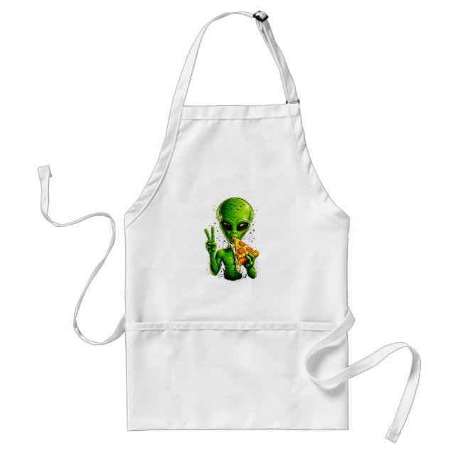 Funny Pizza Chef Apron Alien Pizza Lover Cooking (Front)