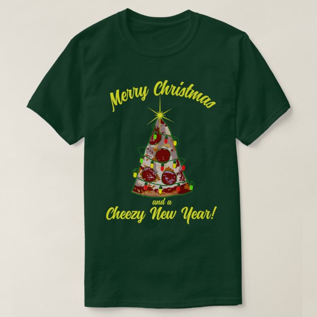 funny Pizza Christmas Tree  T-Shirt (Design Front)