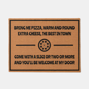 Funny Pizza Delivery Humour Rustic Minimalist Doormat
