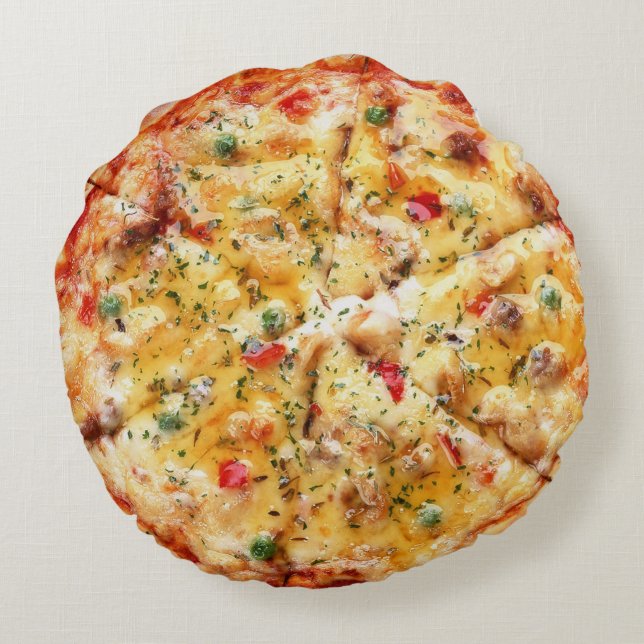 Funny Pizza Design Round Cushion (Back)