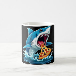 funny Pizza Eating Shark Coffee Mug