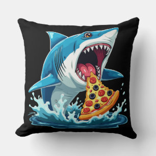 funny Pizza Eating Shark Cushion