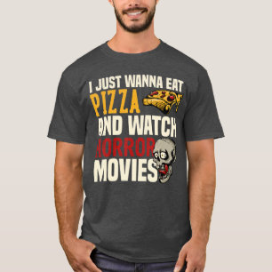 Funny Pizza Horror Movies Lovers Halloween Party M T-Shirt