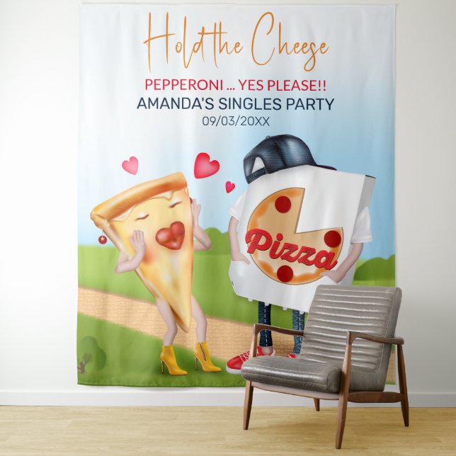Funny Pizza Love Backdrop Tapestry (In Situ)