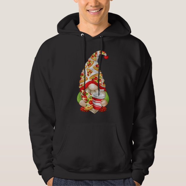 Funny Pizza Lover Gnome Cute Pizza Pattern Hoodie (Front)
