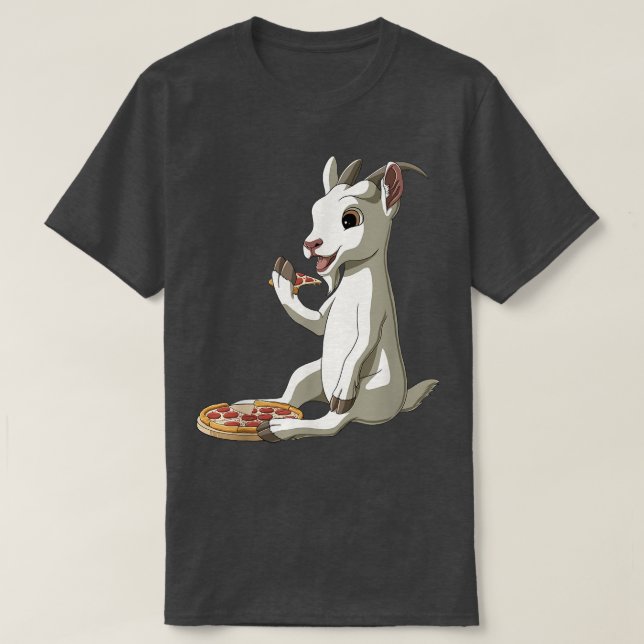 Funny Pizza Lover Goat T-Shirt (Design Front)