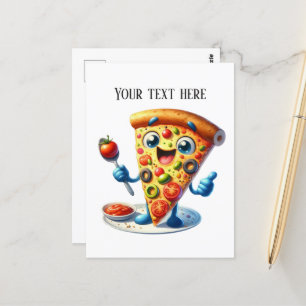Funny pizza lovers add text  postcard