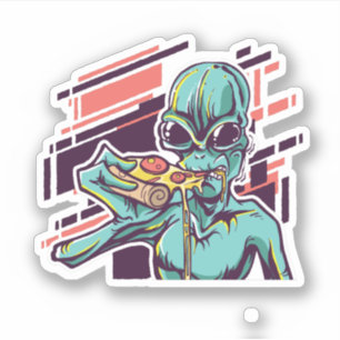 Funny Pizza Lovers Graphic Cartoon ALIEN Teen