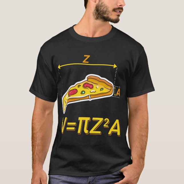 Funny Pizza Maths Nerds Design Volume Calculation T-Shirt (Front)