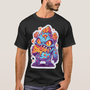 Funny Pizza Monster Cute Cartoon Comic Halloween T-Shirt