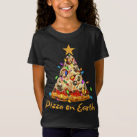 Funny Pizza on Earth Slice Christmas Tree with Lig