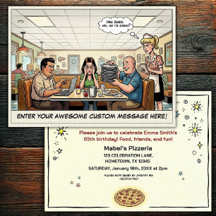 Funny Pizza Parlour Group Celebration Invitation