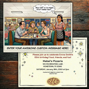 Funny Pizza Parlour Group Celebration Invitation