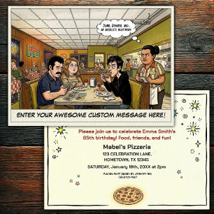 Funny Pizza Parlour Group Celebration Invitation