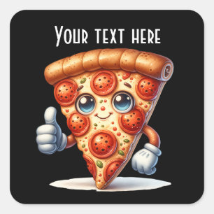 Funny pizza party add message  square sticker